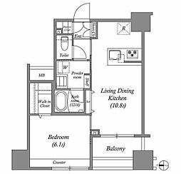 ACP Residence 中野新橋 1LDKの間取図画像