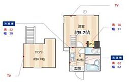 メープルコート 1Kの間取図画像