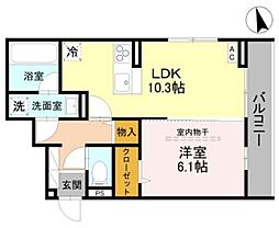 川越市新宿町1丁目アパート 1LDKの間取図画像