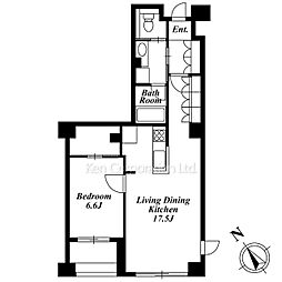 フレンシア外苑西 1LDKの間取図画像