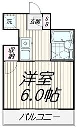 第二ハイツ桐原 3階1Kの間取り