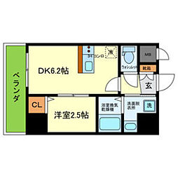 能勢電鉄妙見線 絹延橋駅 徒歩11分の賃貸マンション 8階1DKの間取り