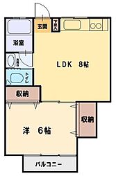 片瀬コーポ 1LDKの間取図画像