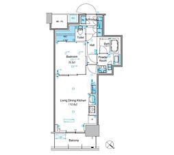 パークアクシス豊洲キャナル 13階1LDKの間取り