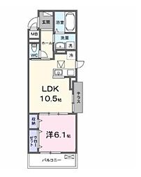 メゾン・ド・フロレゾン 1LDKの間取図画像