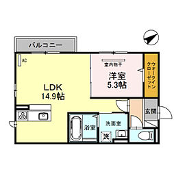 マイネハイム上野芝 1LDKの間取図画像