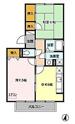 アーバンライフ1 2DKの間取図画像