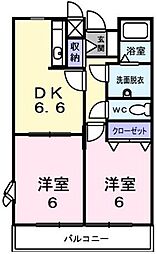 グラン ラフレシール 2階2DKの間取り
