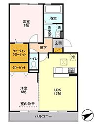 アパート 2LDKの間取図画像