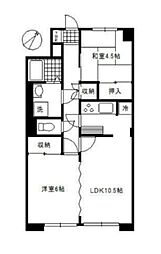 湯島ハイタウンB棟 2LDKの間取図画像