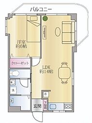 セブンスクエアNS 3階1LDKの間取り