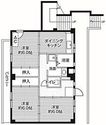 ビレッジハウス郷地6号棟 3DKの間取図画像