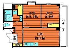 サニーウイング戸越 2LDKの間取図画像