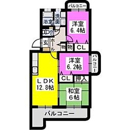 リヴェール伊賀2 3LDKの間取図画像