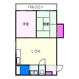 ウエストコーポ平岡 2LDKの間取図画像