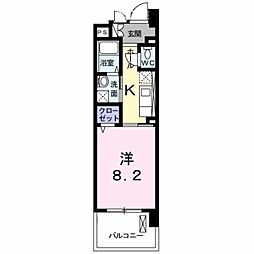 京王相模原線 京王堀之内駅 徒歩5分の賃貸マンション 2階1Kの間取り