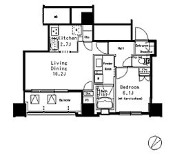 MFPR目黒タワー 1LDKの間取図画像