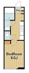 カインドネス相模原 1Kの間取図画像