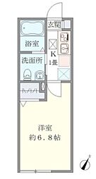 J’sコート幡ヶ谷 2階1Kの間取り