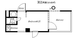 グリーンハウス101 ワンルームの間取図画像