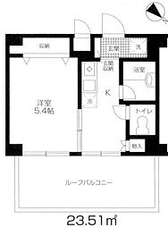 カプリーヌ栄 6階1Kの間取り