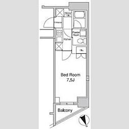 プラウドフラット蒲田II 6階1Kの間取り