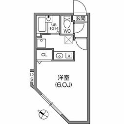 ZESTY小石川 4階ワンルームの間取り