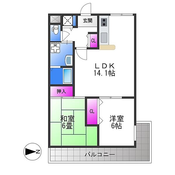 ファースト出戸 ｜大阪府大阪市平野区長吉出戸６丁目(賃貸マンション2LDK・4階・58.00㎡)の写真 その2