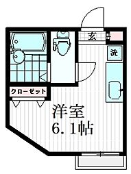 リアルメゾン大井町 1階ワンルームの間取り