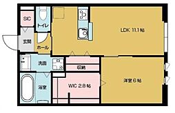 JR片町線(学研都市線) 野崎駅 徒歩7分の賃貸アパート 2階1LDKの間取り
