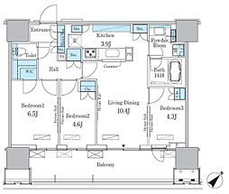 晴海フラッグ ポートヴィレッジ B棟 16階3LDKの間取り