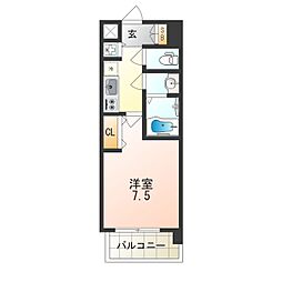 阪急宝塚本線 三国駅 徒歩6分の賃貸マンション 6階1Kの間取り