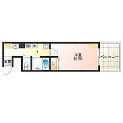 アフィット我孫子 1Kの間取図画像