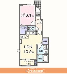 フロレゾンD 1LDKの間取図画像
