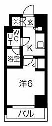 スパシエロッサ横浜吉野町 1Kの間取図画像