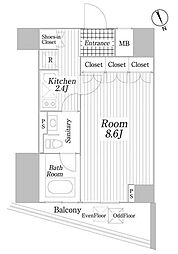 コートヒルズ広尾南 1Kの間取図画像