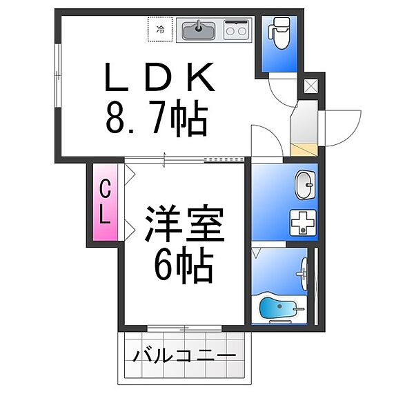 BIENART　ビアンアート 302｜大阪府堺市北区百舌鳥梅北町４丁(賃貸アパート1LDK・3階・34.73㎡)の写真 その2