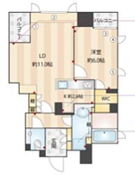 銀座イーストシティタワー 1LDKの間取図画像