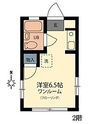 Dハイツ 2階ワンルームの間取り