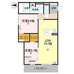 ラヴィエール南茨木I 2LDKの間取図画像