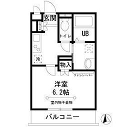 東急大井町線 旗の台駅 徒歩7分の賃貸アパート 2階1Kの間取り