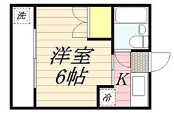 サンアベニュー師岡 1Kの間取図画像