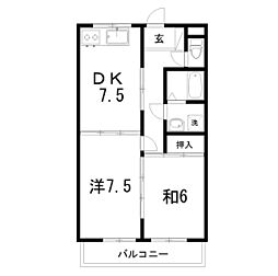 あざみのスクエア2 2DKの間取図画像