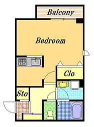 クレール浦安 2階ワンルームの間取り