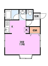 メゾンレグルス ワンルームの間取図画像