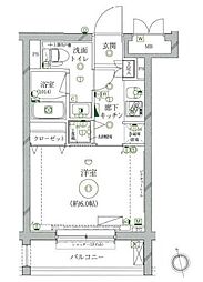 クレイシア南大井 1階1Kの間取り