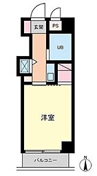 プライム雪谷 4階1Kの間取り