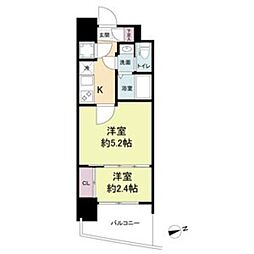 JR東海道・山陽本線 神戸駅 徒歩10分の賃貸マンション 7階2Kの間取り