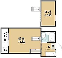 ハイブリッジ千葉寺 1Kの間取図画像