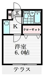 ロワール祐天寺 1階1Kの間取り
